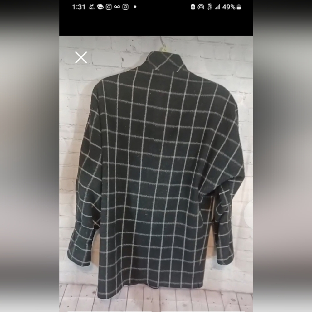Portrait Union Made USA Rare Vintage  Black Checker %100 Wood Coat  XL - Picture 3 of 10